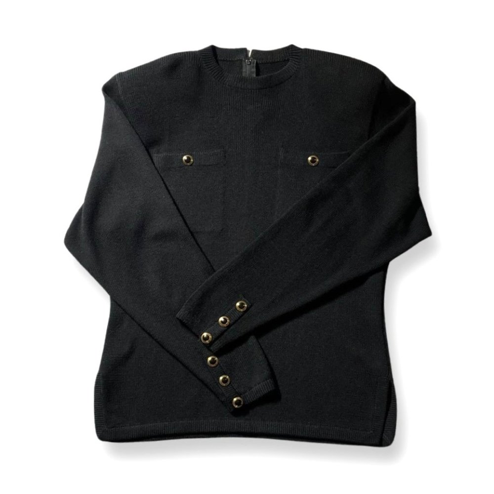 Vintage 90’s St John’s Knit Black Sweater for Saks of Fifth Ave Size 10